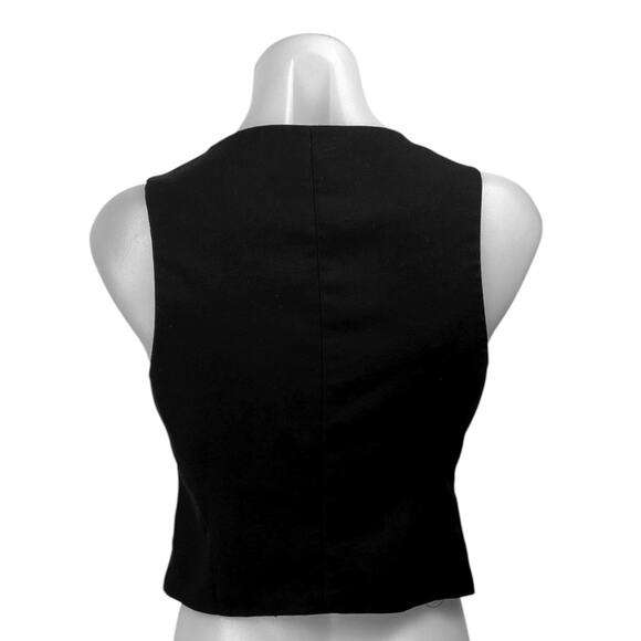 Stradivarius Women's Black Sleeveless V-neck Button Blazer Vest Tank Top Size S - Picture 2 of 3